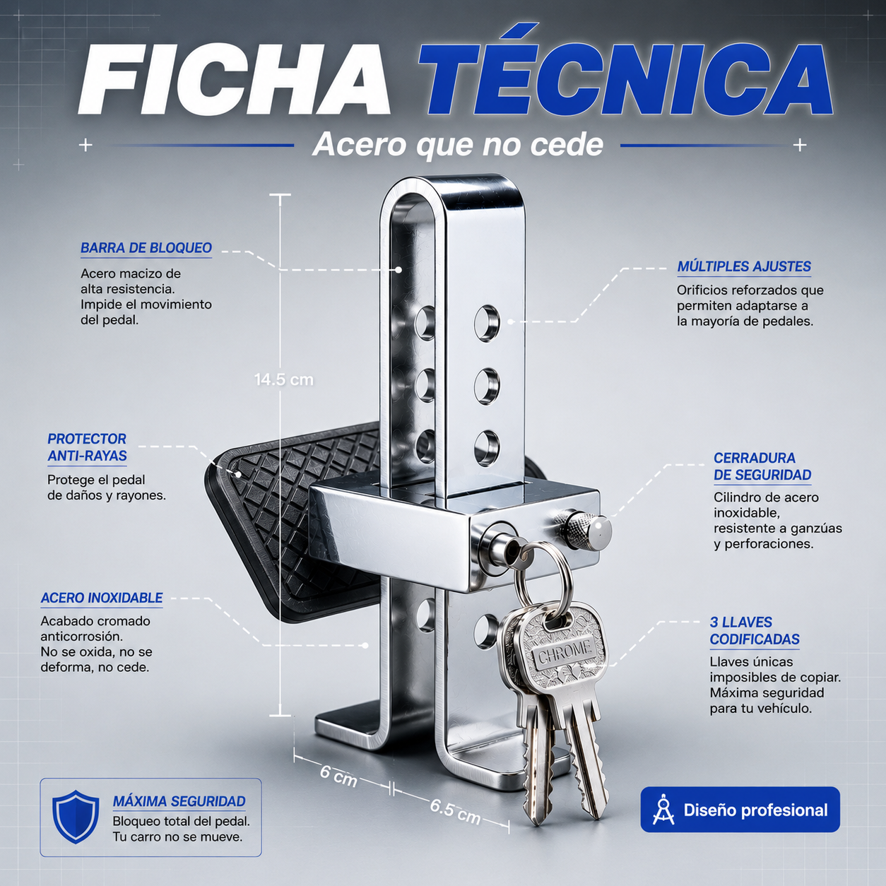 Traba de pedal antirrobo 4