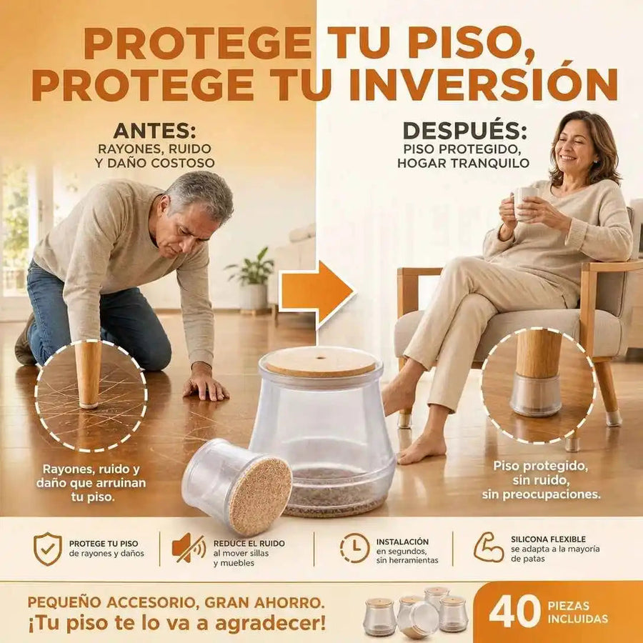 ChairGuard™ — Protectores de Patas de Silla (Set de 40)