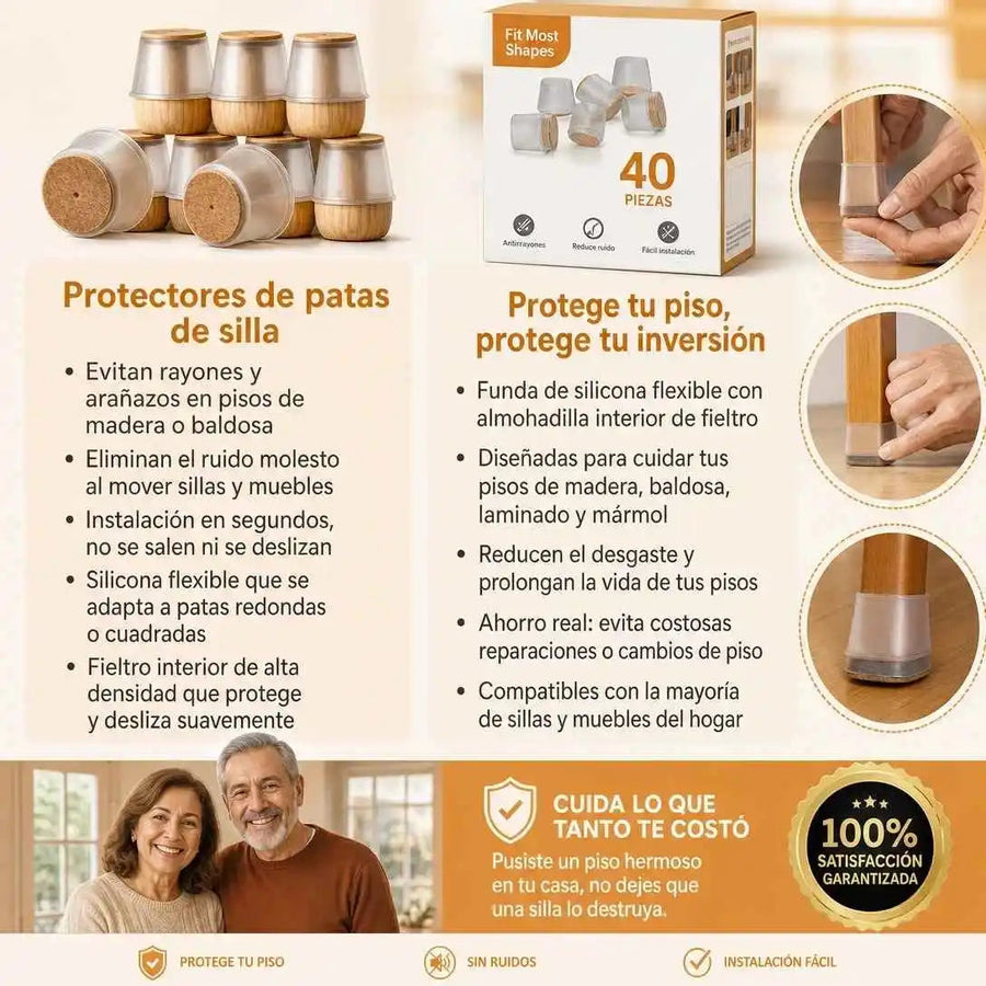 ChairGuard™ — Protectores de Patas de Silla (Set de 40)