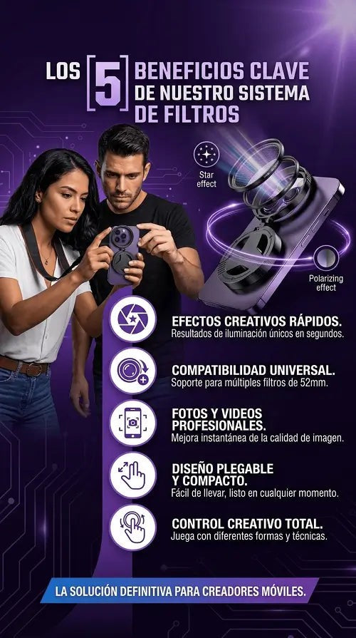 Sistema de Filtros CPL + Estrella para Smartphone — Magnético 📸