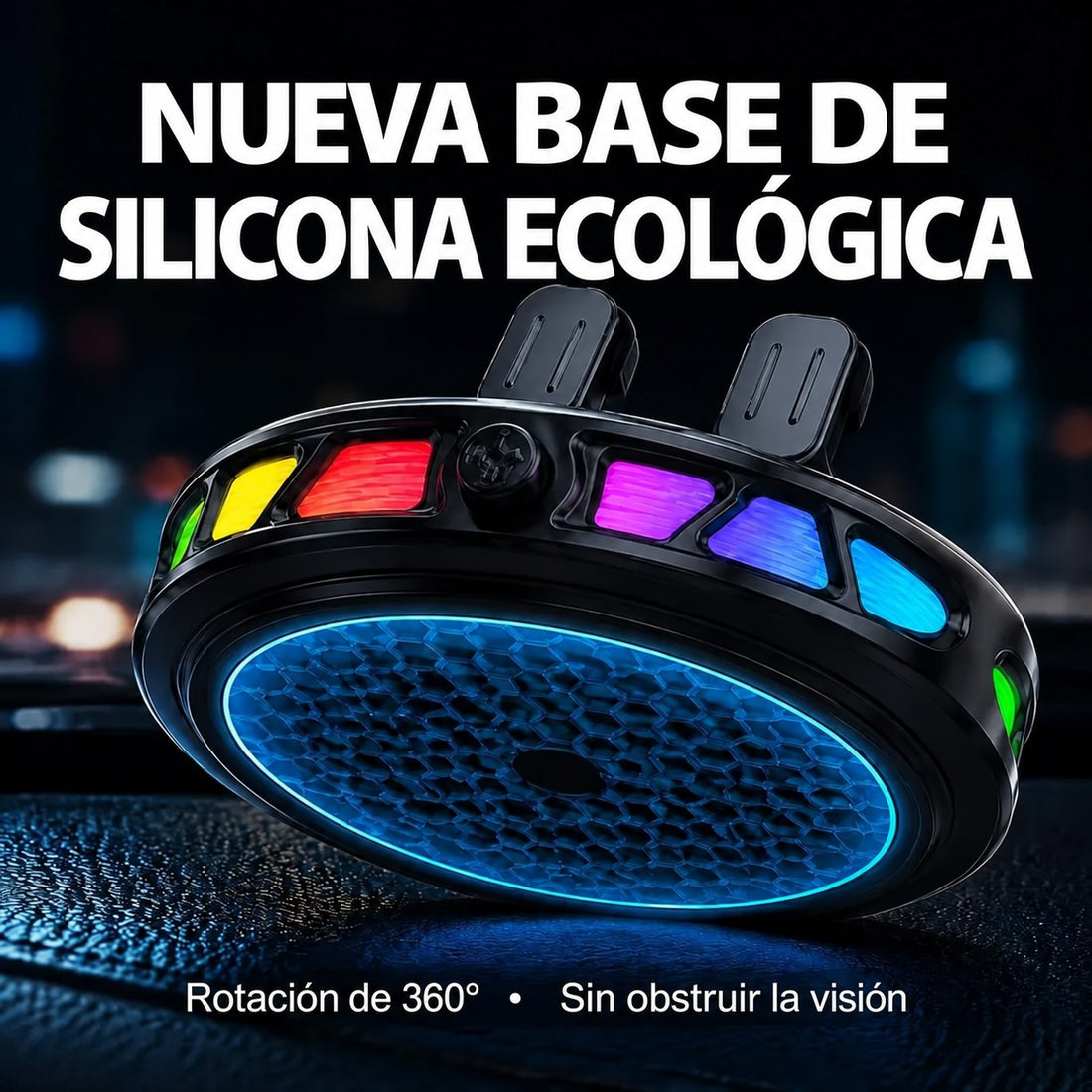 HaloDrive 360 — Soporte de Auto con Carga Inalámbrica y Luz RGB