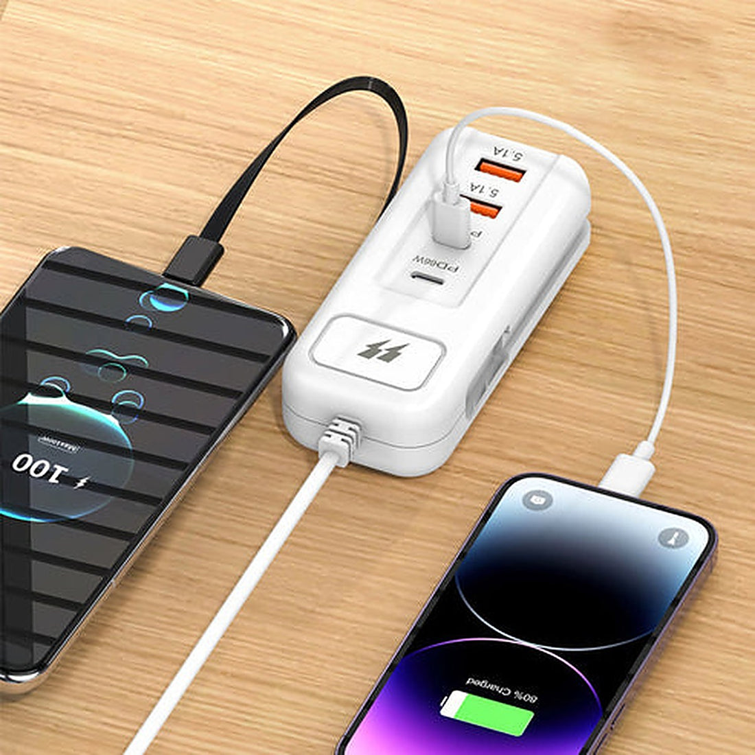 PowerRack 66W — Cargador Múltiple con 2 Puertos PD y 2 USB
