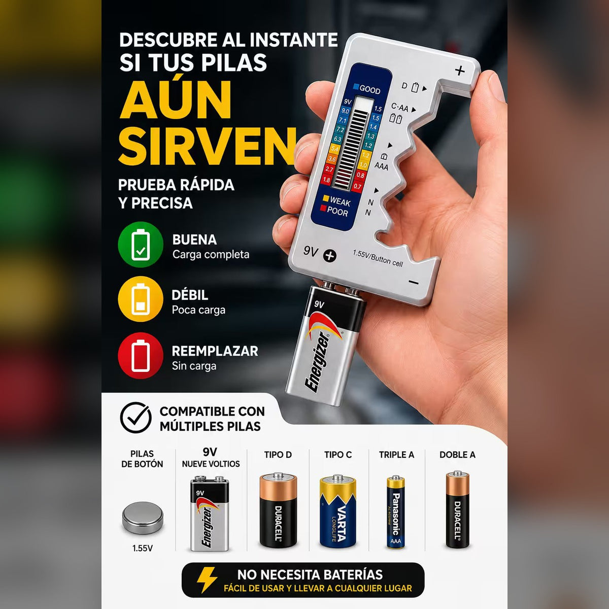 Medidor de Carga de Pilas 🔋 Sabé Cuáles Sirven y Cuáles Tirar — 1