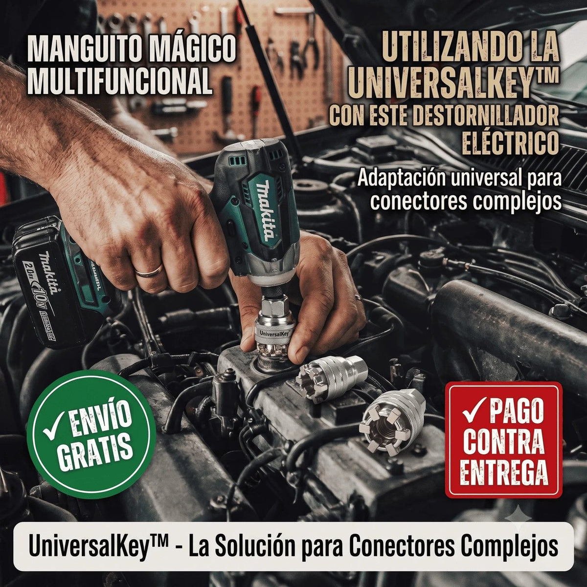 Llave Universal Multifuncional 🔧 Se Adapta a Cualquier Tuerca + Ratchet y Adaptador — 2