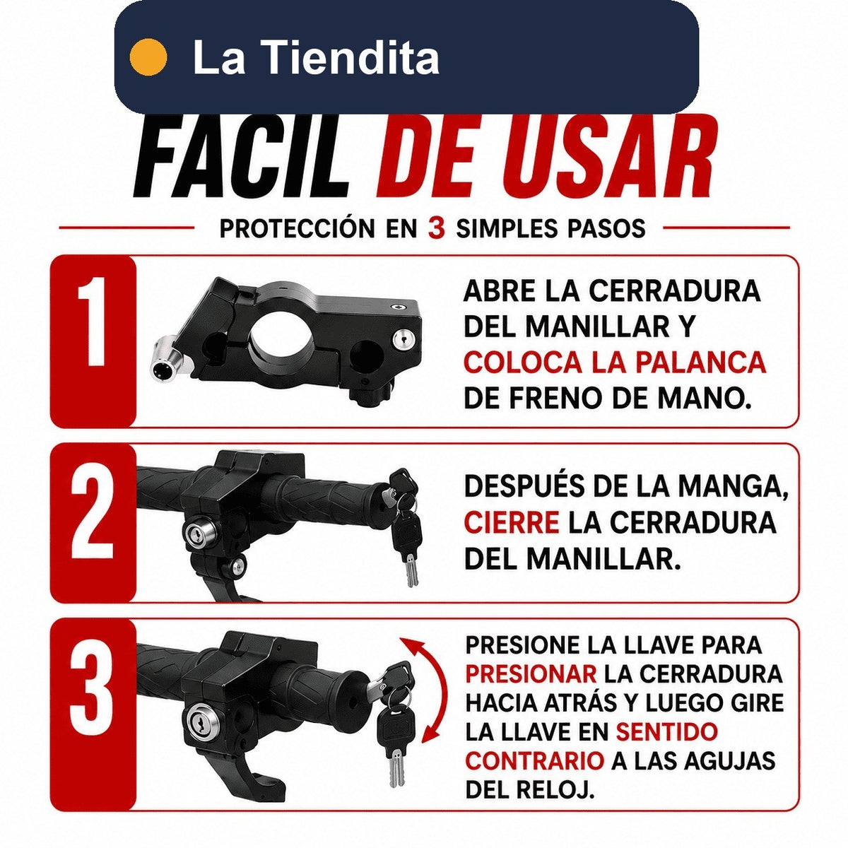 Candado de Manillar para Moto — Bloquea el Freno con Llave 🔒 — 3