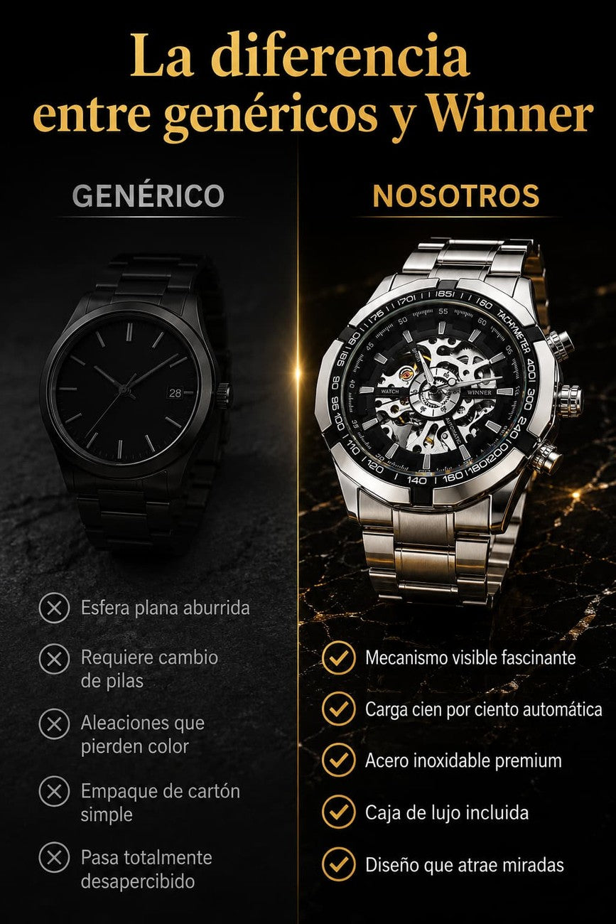 Reloj Automático Esqueleto — Sin Pilas, Acero Inoxidable ⌚ — 3