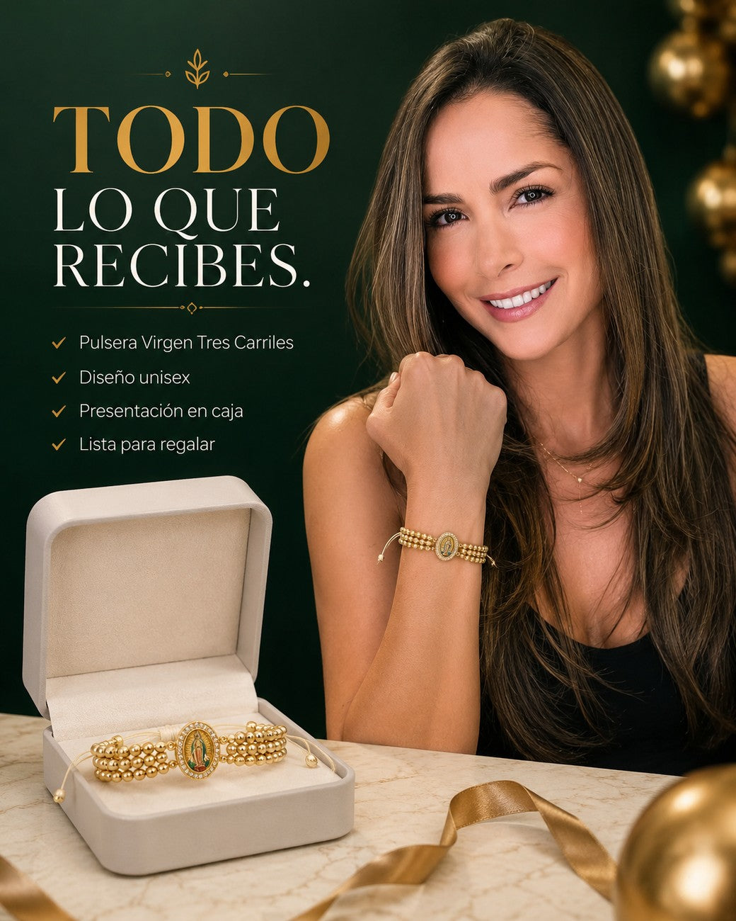 Pulsera Virgen Tres Carriles — Oro Laminado 18k, con Estuche ✨ — 3