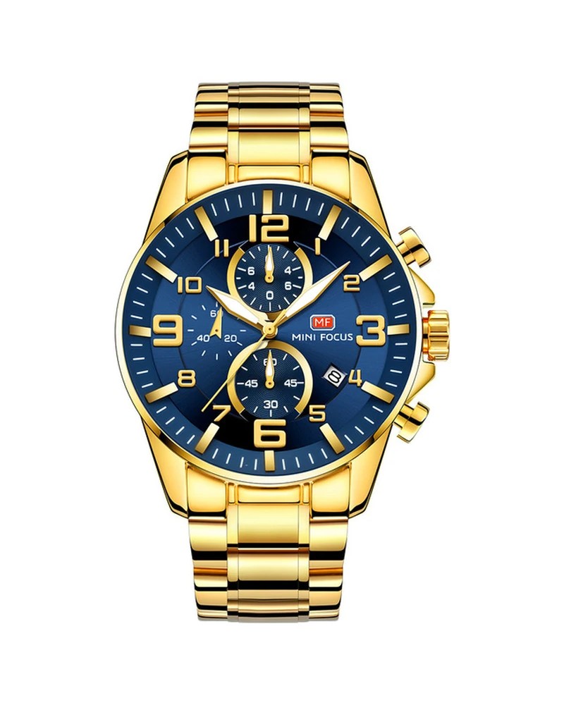 Reloj MF Bellagio 46 mm — Dorado con Cronómetro y Calendario ⌚ 2