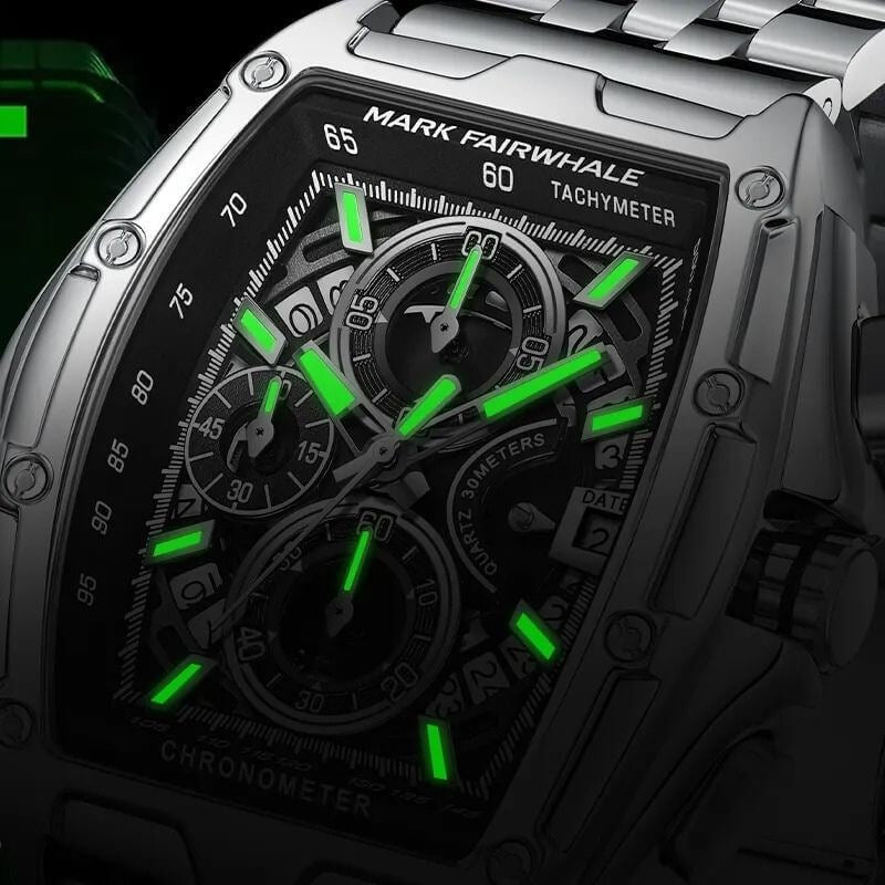 Reloj Cronógrafo de Acero Inoxidable — Sumergible 3ATM ⌚ 2