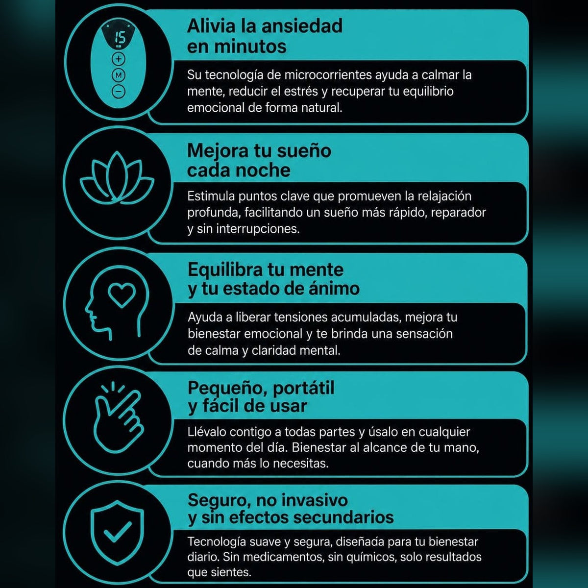 Dispositivo de Relajación de Microcorriente 🌙 Para tu Rutina de Descanso — 4