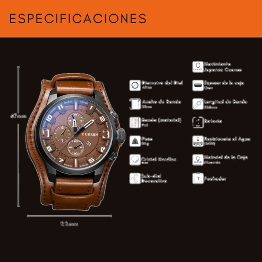 Reloj Clásico con Correa de Cuero ⌚ Cronógrafo Estilo Vintage — 4