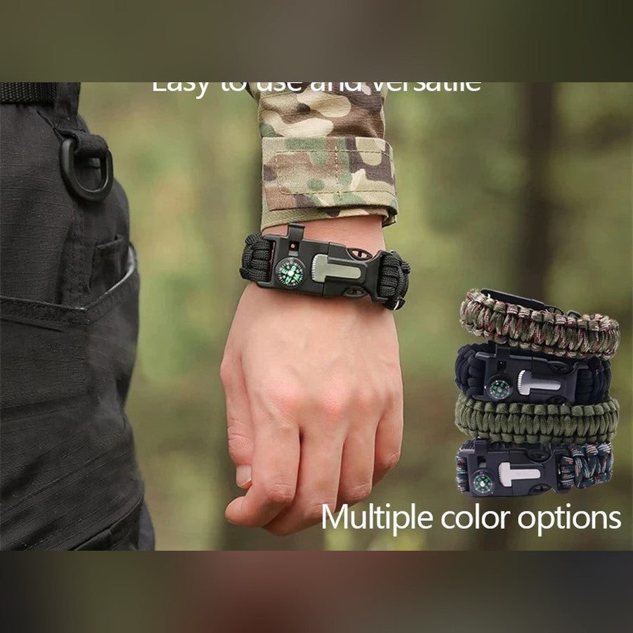 Pulsera de Supervivencia 5 en 1 — Brújula, Silbato y Pedernal 🧭 — 5