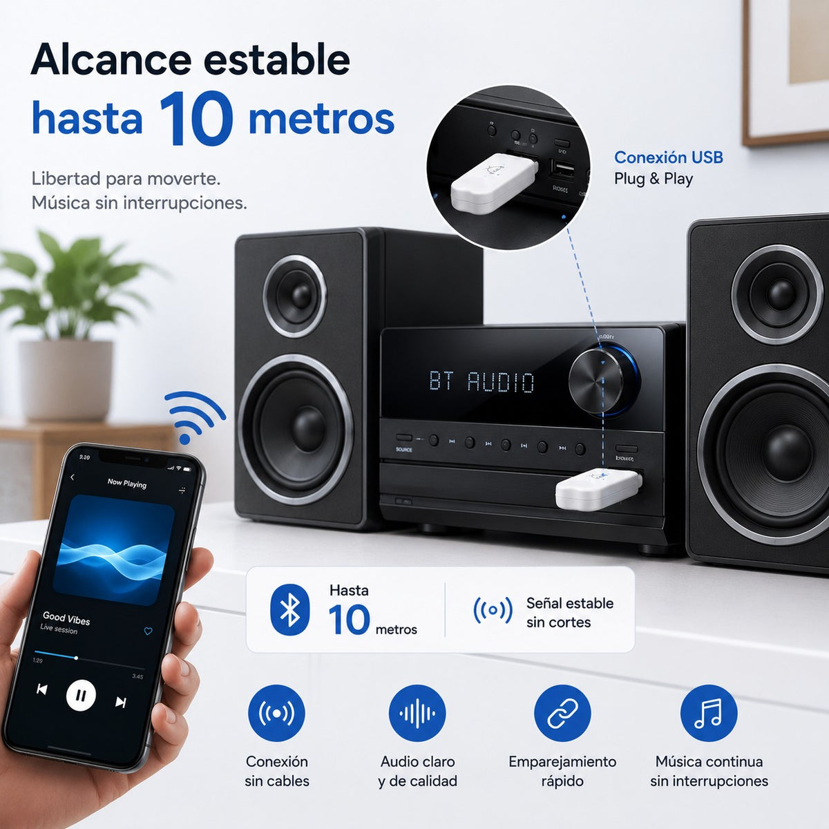 Receptor Bluetooth USB — Convertí Cualquier Equipo en Inalámbrico 🎵 — 5