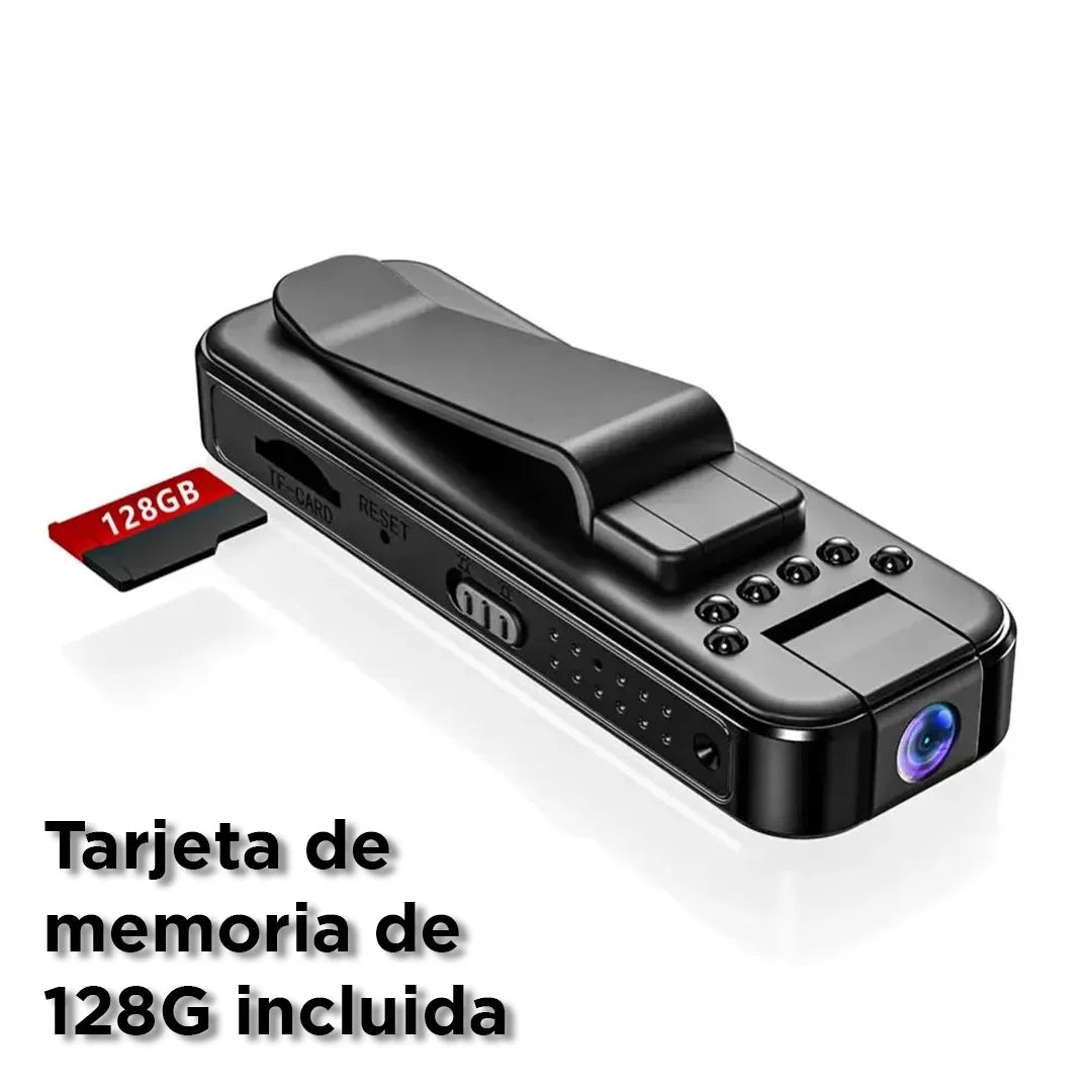 Mini Cámara Portátil 1080P con Visión Nocturna — Graba Manos Libres