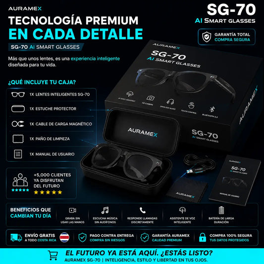 Lentes Inteligentes SG-70 | Audio + Cámara + AI