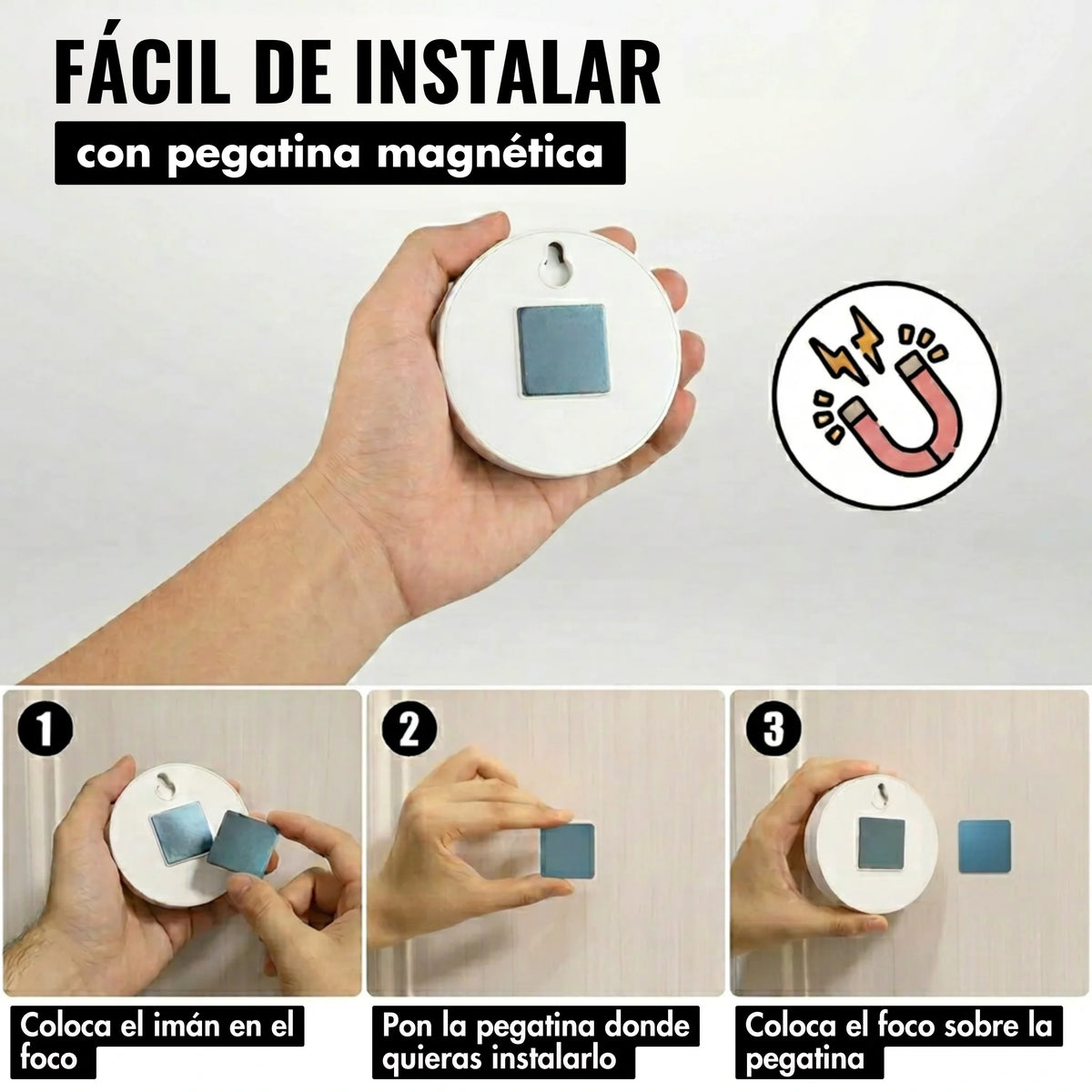Foco LED Recargable con Sensor de Movimiento — Luz Automática Sin Cables