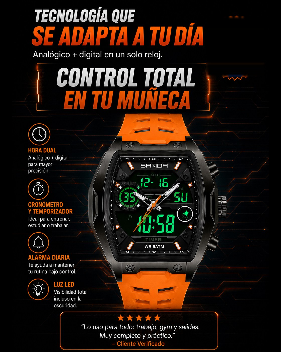 Reloj deportivo analógico y digital AD4