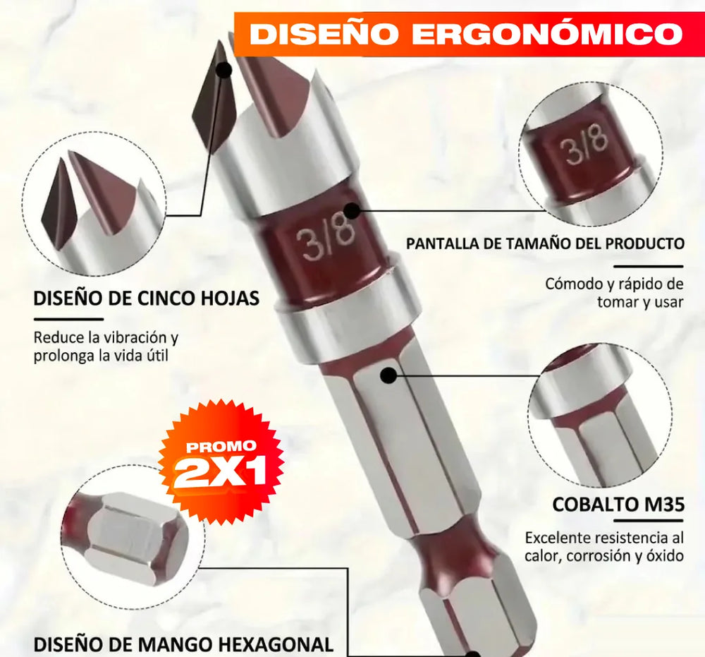 Promo 2x1 Set Brocas Avellanadoras — 10 Piezas