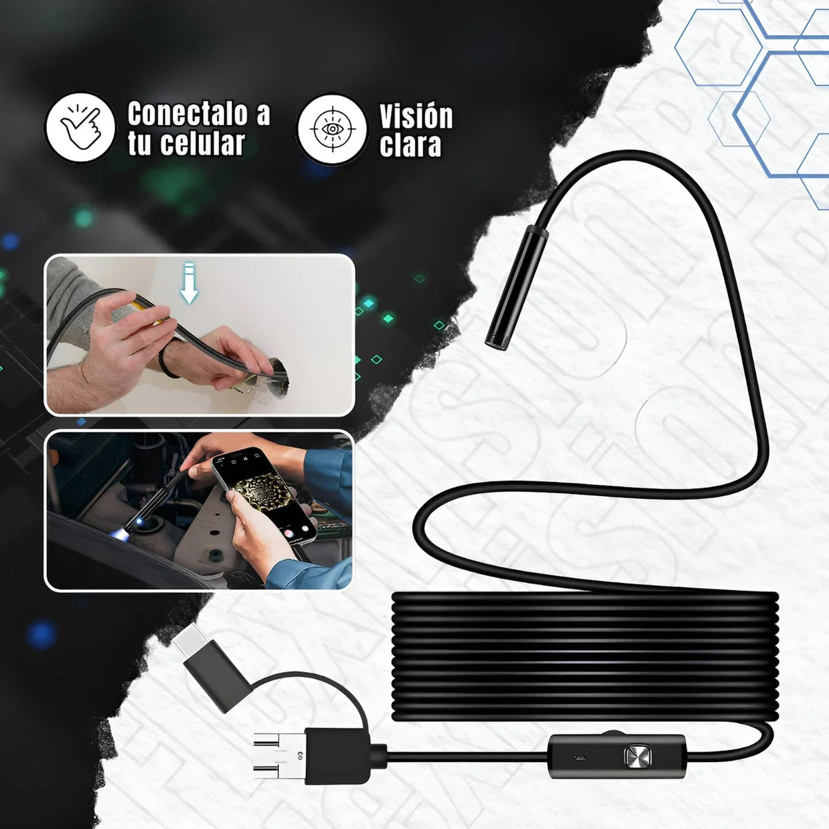 Cámara Endoscópica FlexiVision Pro® — Inspección para tu Celular (2x1)