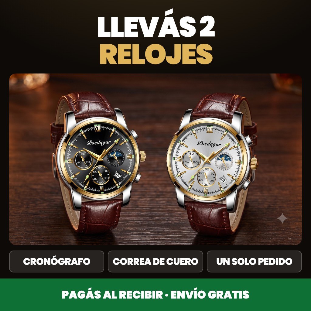Set Duo Cavalier — 2 Relojes de Hombre, Cronógrafo y Correa de Cuero ⌚ — 1