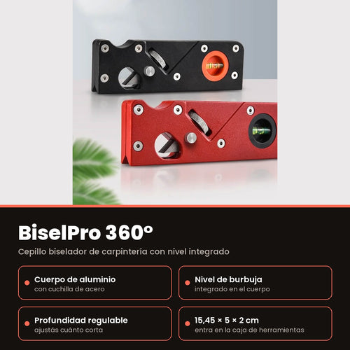 BiselPro 360° — Cepillo de Carpintería con Nivel Integrado