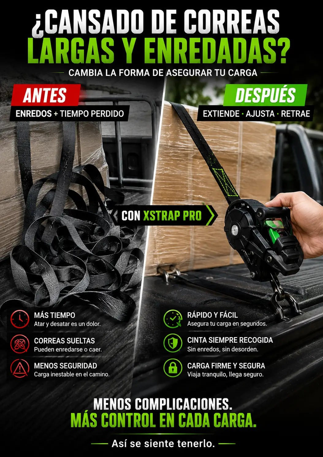 Set de 2 correas autorretráctiles con trinquete