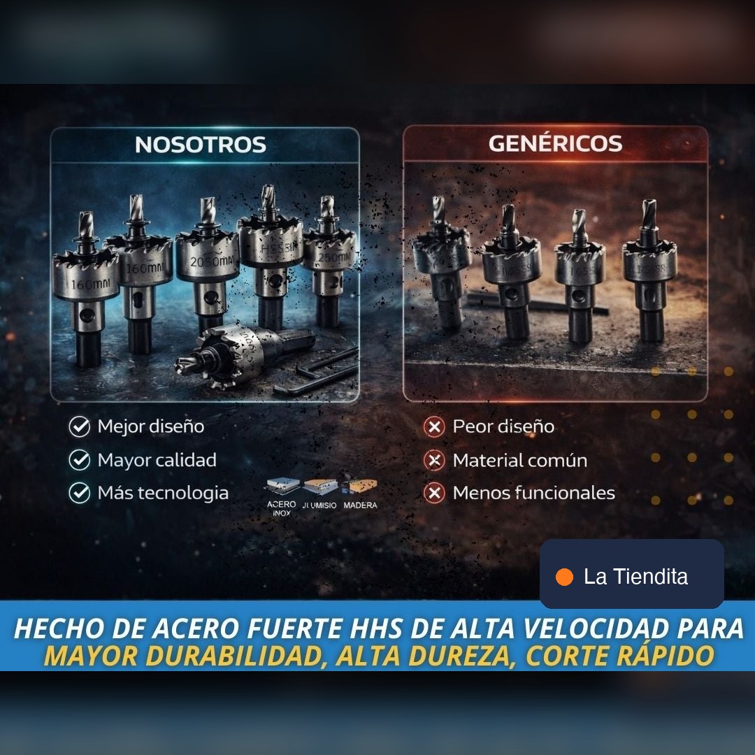Juego de Brocas Sierra HSS ⚙️ 5 Diámetros de 16 a 30 mm con Estuche — 4