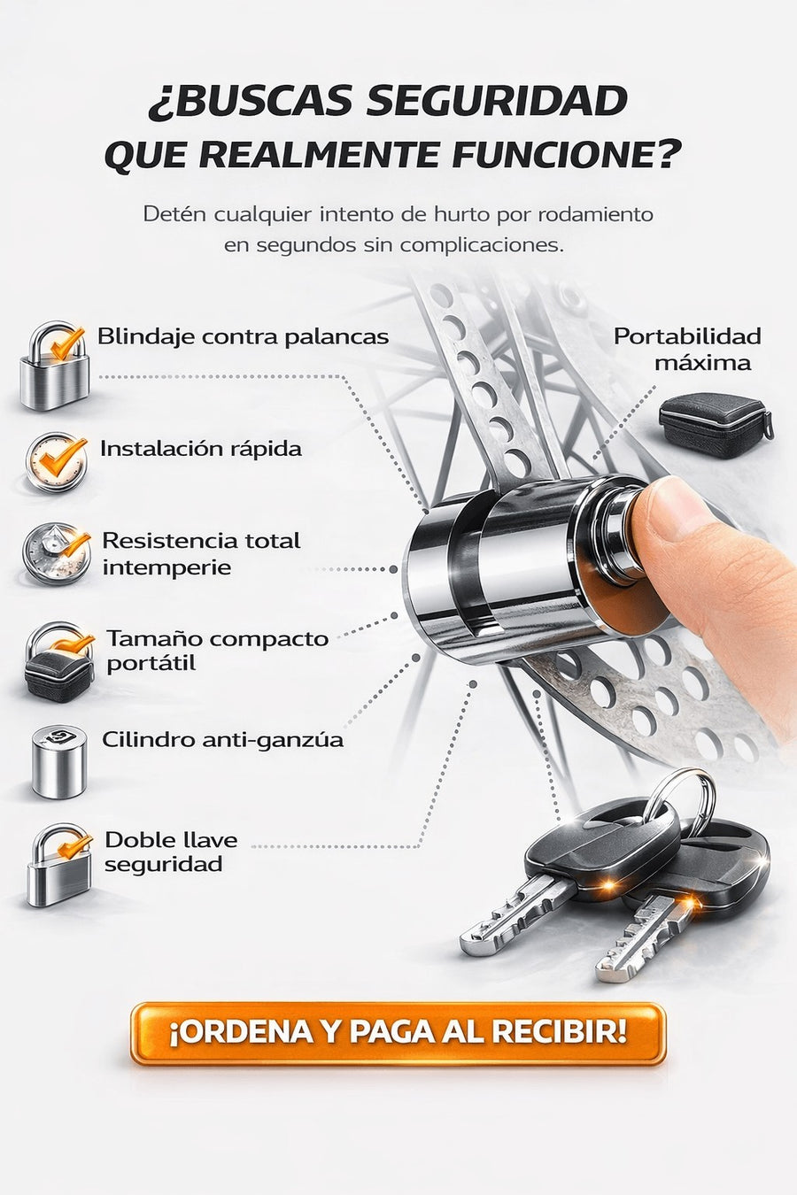 Candado de Disco para Moto — Antirrobo de Acero Blindado 🔒