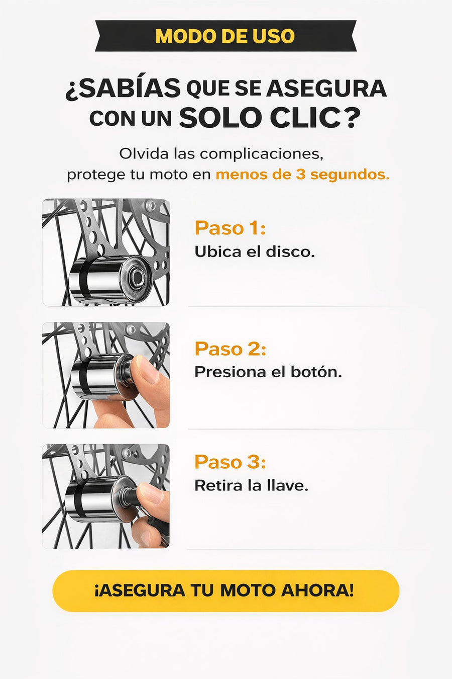 Candado de Disco para Moto — Antirrobo de Acero Blindado 🔒
