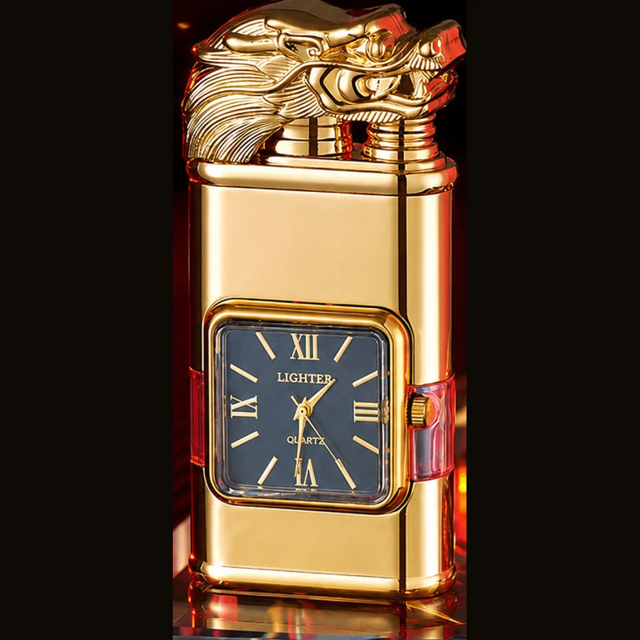 Encendedor Dragón a Prueba de Viento con Reloj — Diseño Vintage de Coleccion 🔥🐉