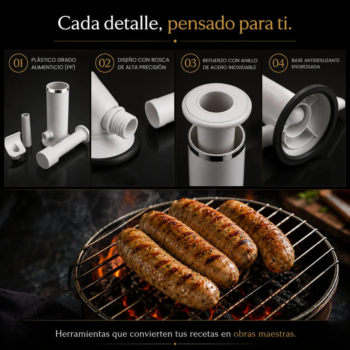 EmbutiMax® 2 en 1 — Máquina para Salchichas y Albóndigas