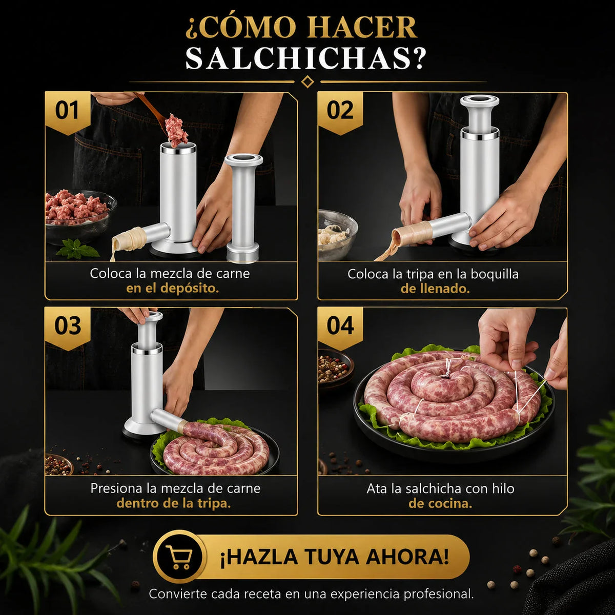 EmbutiMax® 2 en 1 — Máquina para Salchichas y Albóndigas