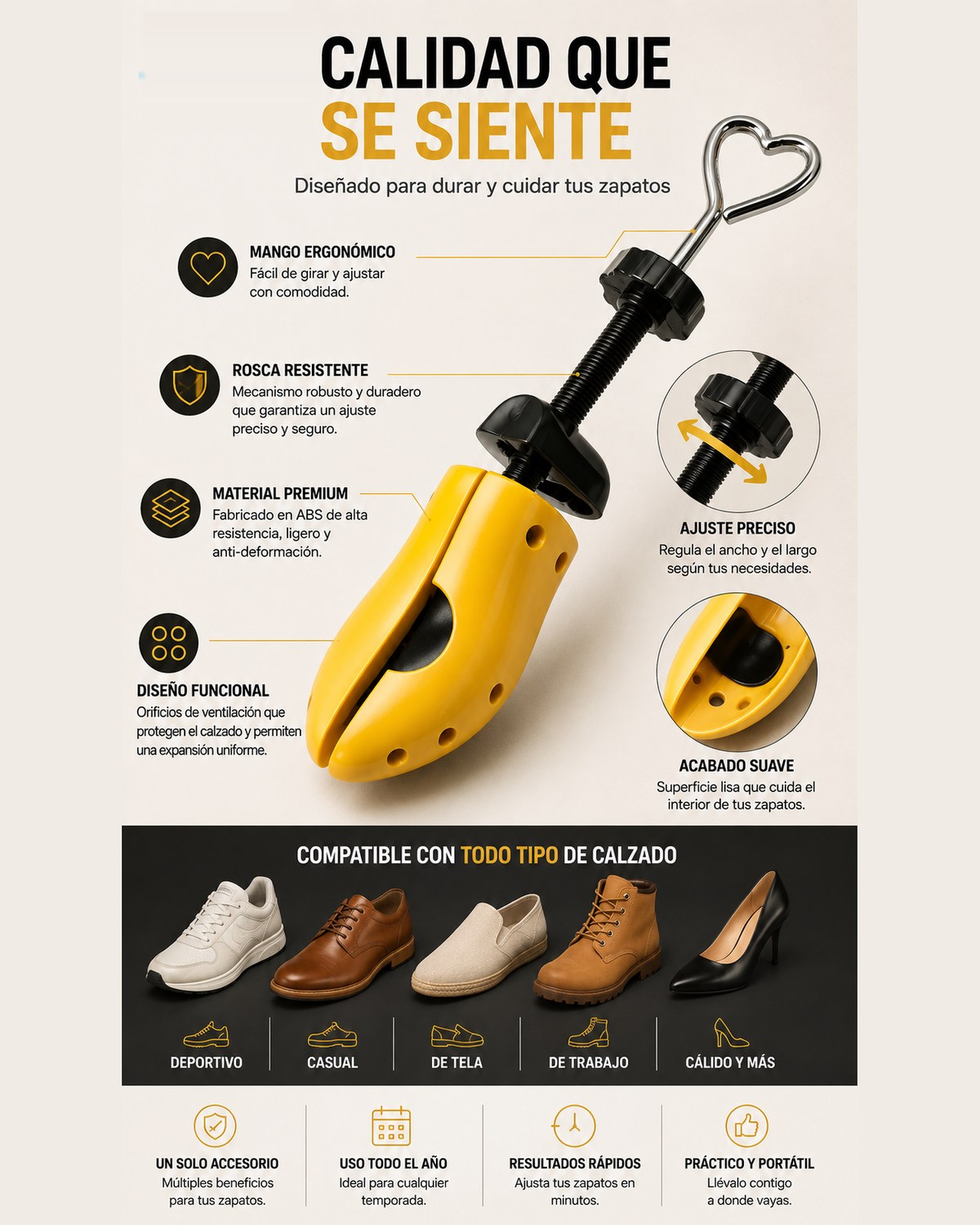 Expansor de calzado ajustable, par de hormas