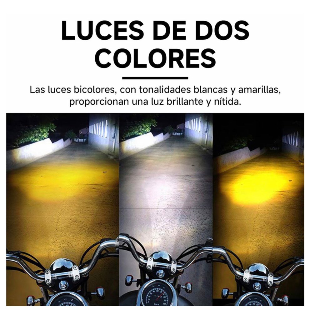 Faros LED Auxiliares de Largo Alcance — Pack 2 · Luz Blanca y Ámbar 🔦