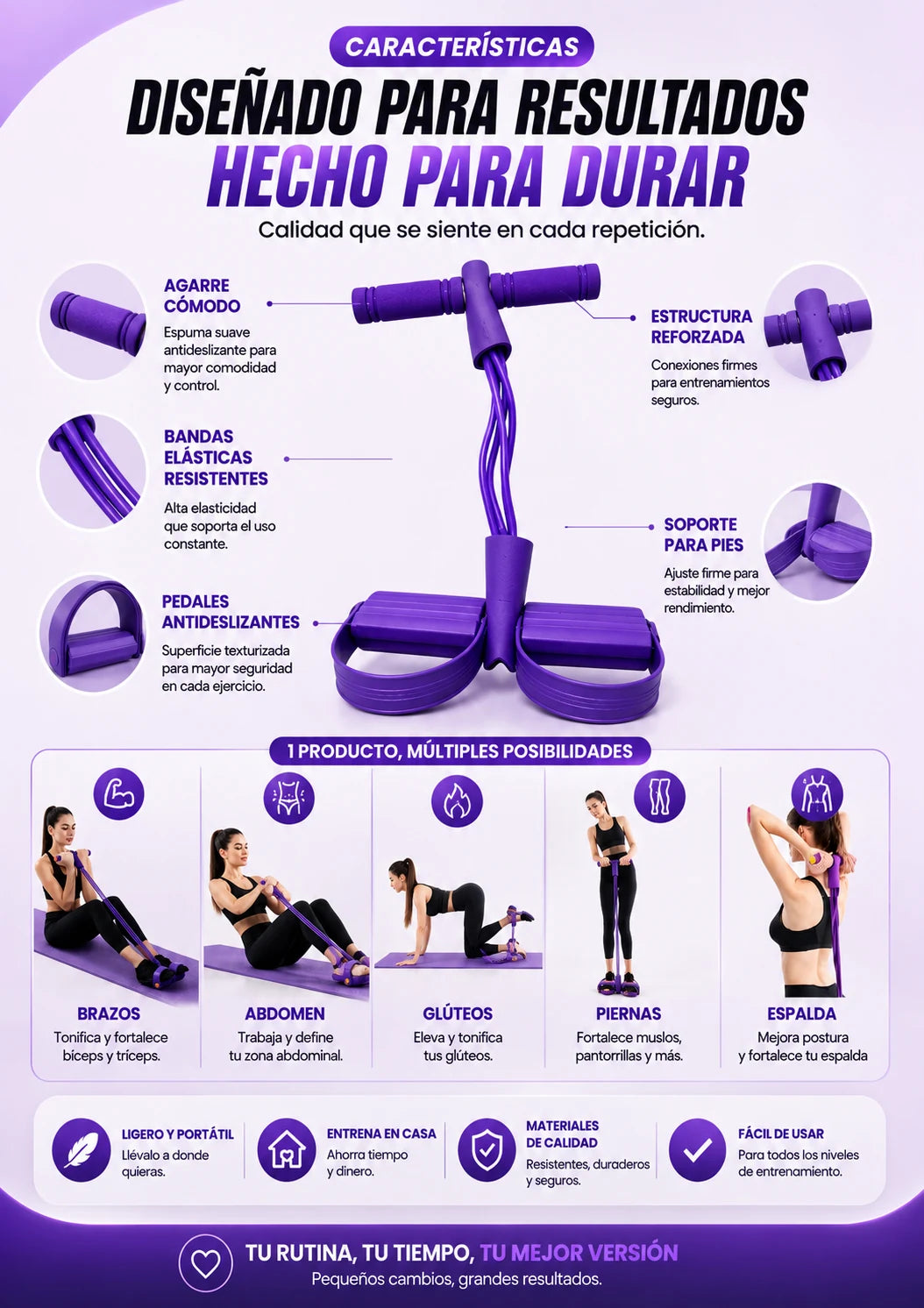 FlexFit Pro — Banda de Resistencia con Pedal 4 Tubos