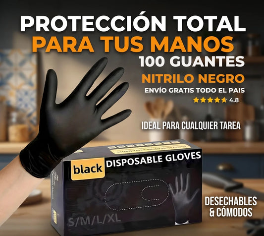 Guantes de Nitrilo Negro Texturizado — Caja x100 Unidades 🧤