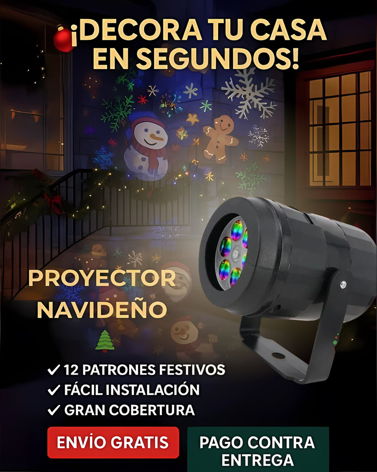 Proyector Navideño 🎄 12 Figuras LED para Fachada, Patio e Interior — 1