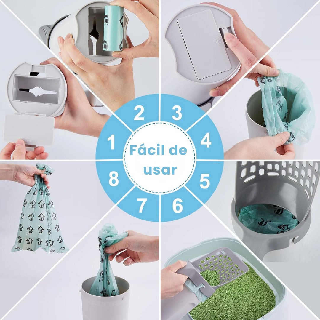 Pala Recogedora de Arena para Gatos 🐱 con Depósito y Bolsa Integrada — 1
