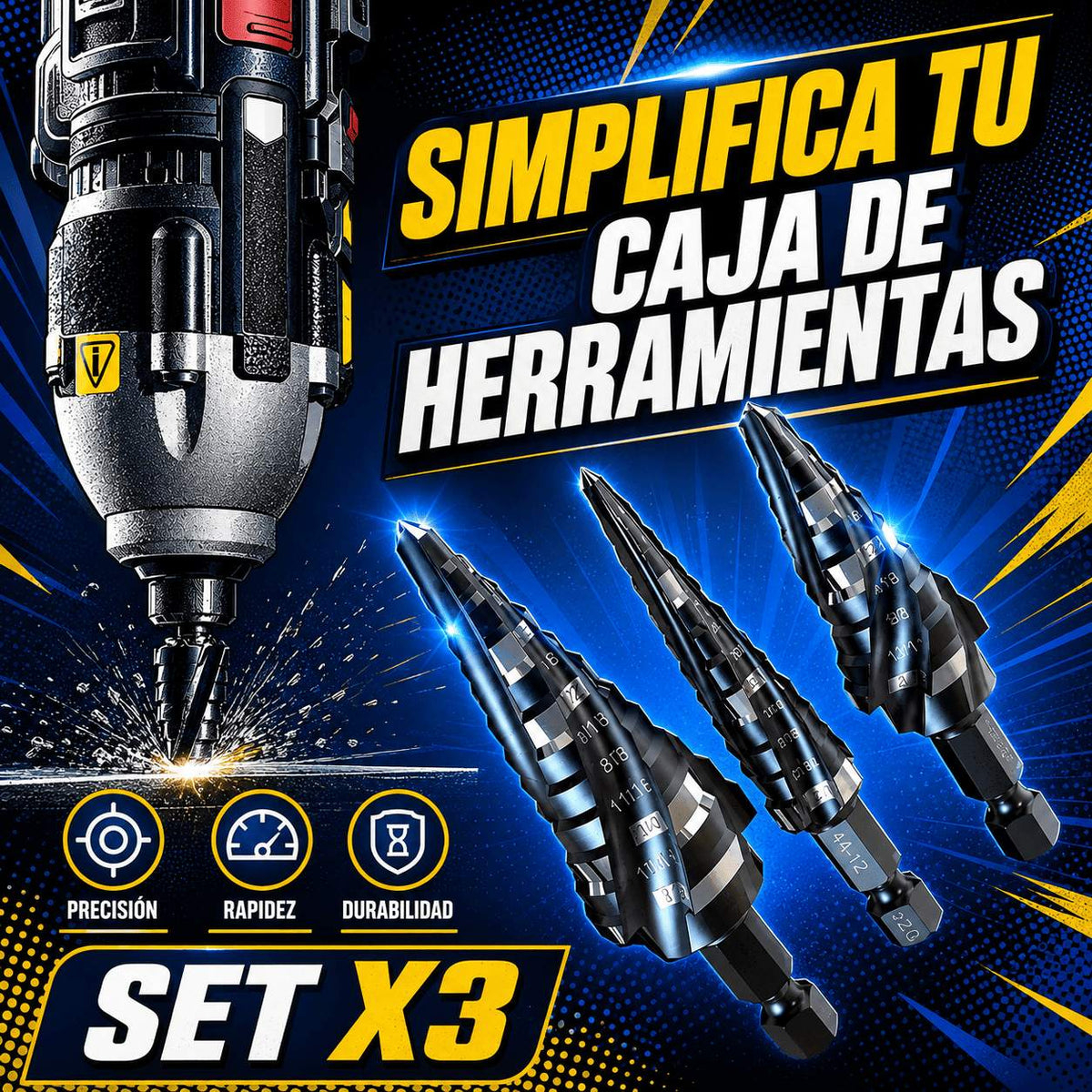 Brocas MetalFast 🔩 Set de 3 Brocas Escalonadas — Perforá con Control — 1