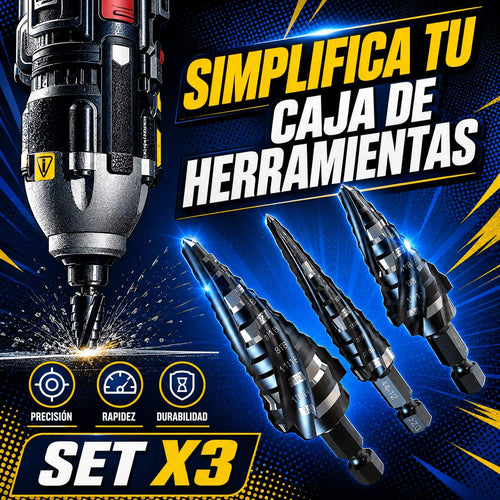 Brocas MetalFast 🔩 Set de 3 Brocas Escalonadas — Perforá con Control — 1