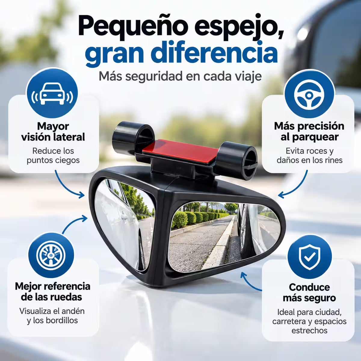 ClearDrive 360° 🚗 Espejo de Punto Ciego Giratorio — Oferta 2x1 (par completo) — 1