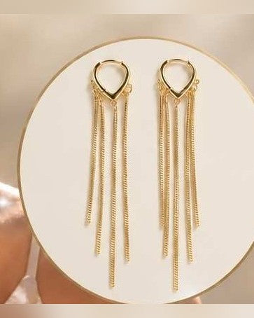 Aretes Largos Soleia™ ✨ Cascada de Flecos Chapados en Oro — 2