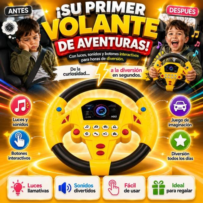 Volante Interactivo Infantil 🚗 Luces, Sonidos y Botones para Jugar a Manejar — 2
