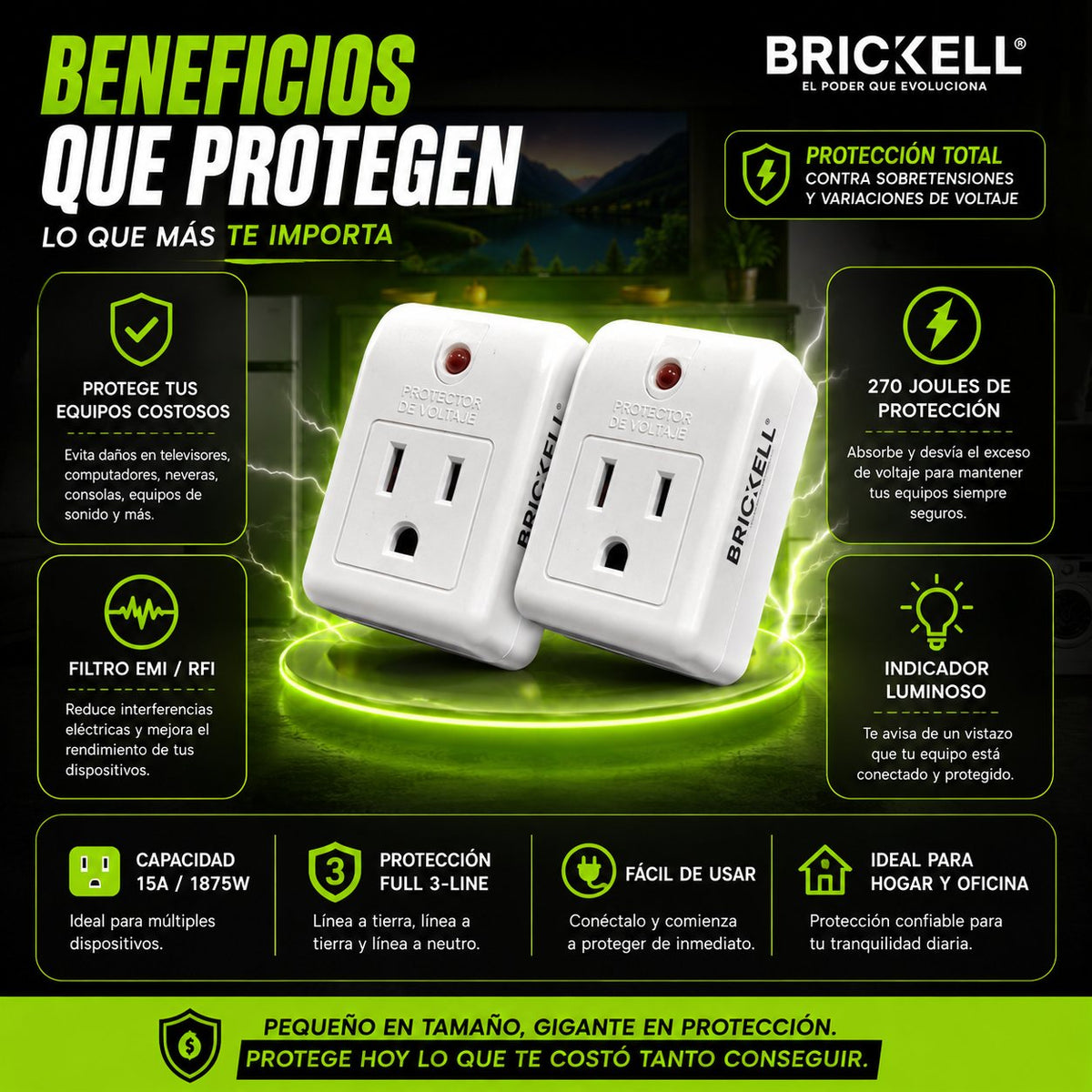 Protector de Voltaje ⚡ Cuida tu TV, Computadora y Electrodomésticos — Oferta 2x1 — 2