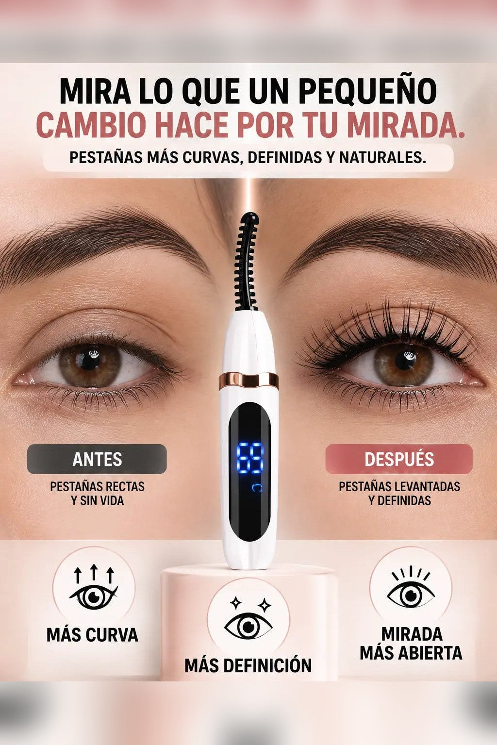 Encrespador Eléctrico de Pestañas 👁️ Rizador con Calor, Pantalla Digital y Carga USB — 2