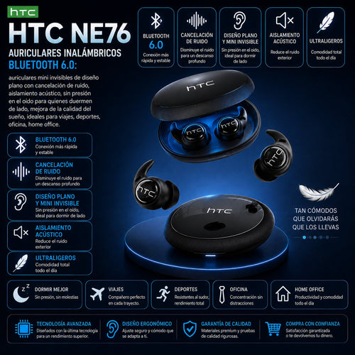 Audífonos Inalámbricos Planos 🎧 Bluetooth 6.0 — Se Duerme con Ellos Puestos — 2