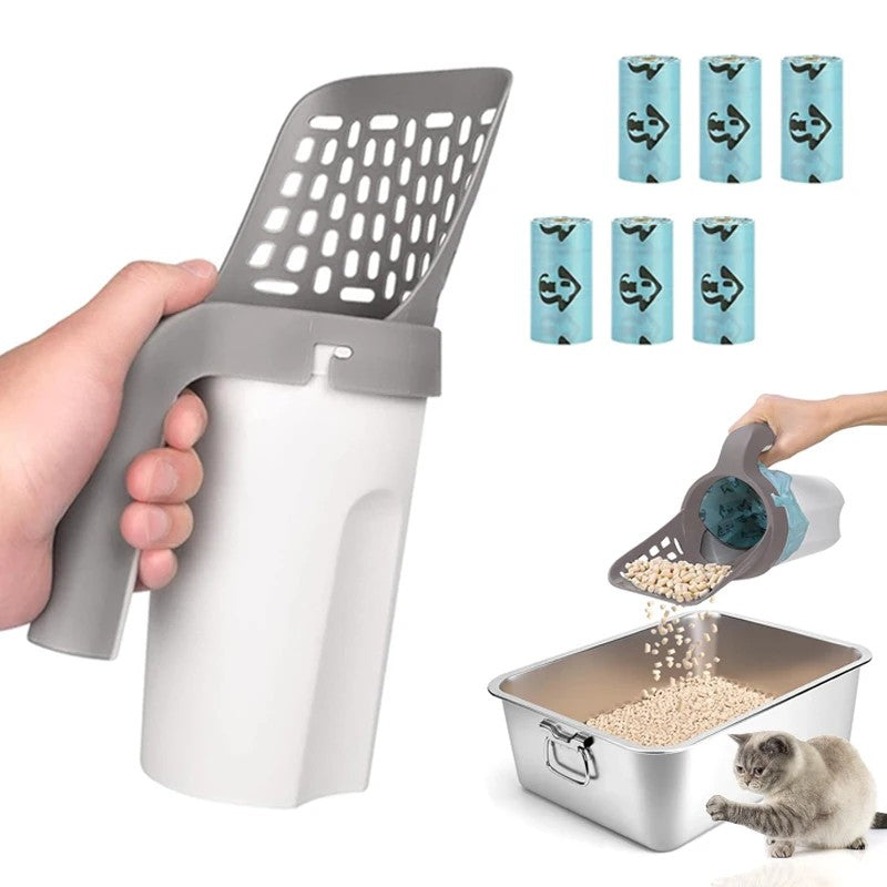 Pala Recogedora de Arena para Gatos 🐱 con Depósito y Bolsa Integrada — 2