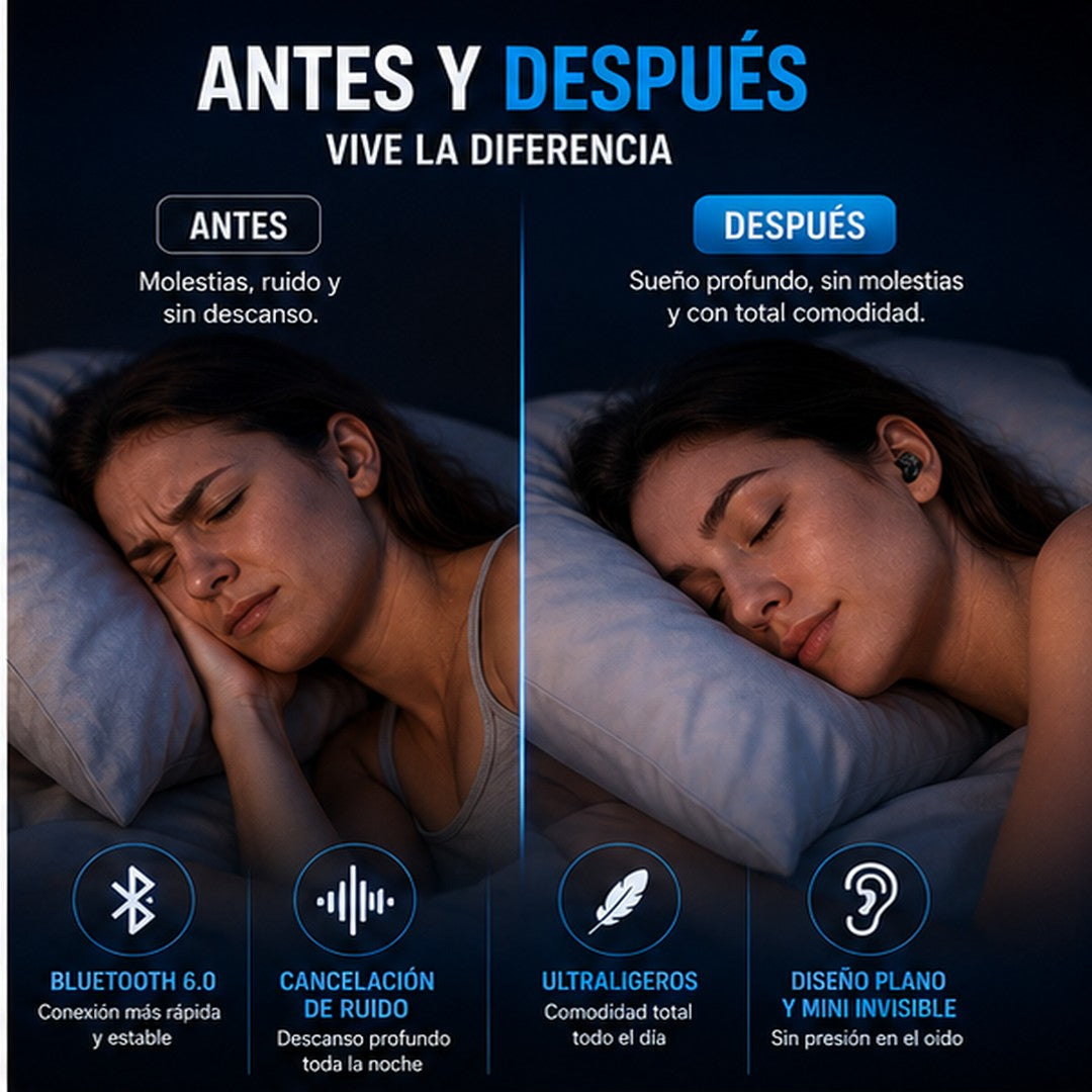 Audífonos Inalámbricos Planos 🎧 Bluetooth 6.0 — Se Duerme con Ellos Puestos — 3