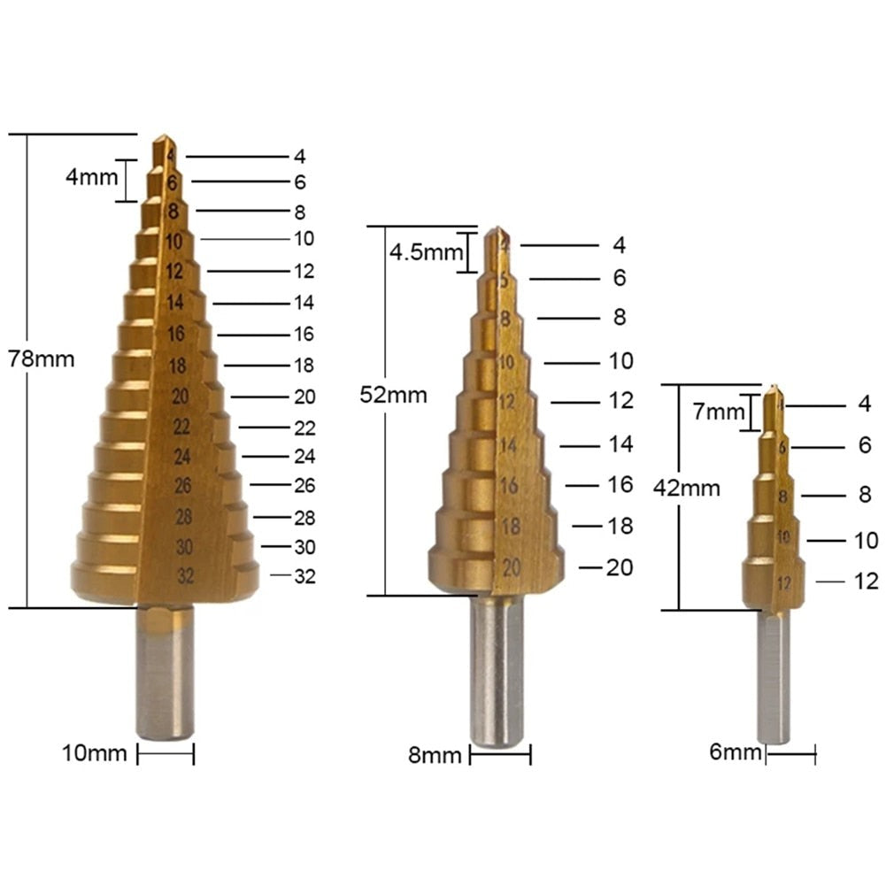 MultiDrill™ Kit x6 🔩 Brocas Escalonadas de Titanio para Metal, Madera y Plástico — 3