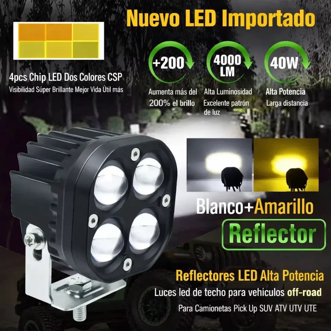 Exploradora Antiniebla LED 🚗 Luz Blanca + Ámbar, 40W y 4500 lm · IP67 — 3